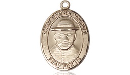 [8412KT] 14kt Gold Saint Damien of Molokai Medal