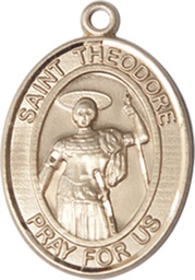 [8415KT] 14kt Gold Saint Theodore Stratelates Medal