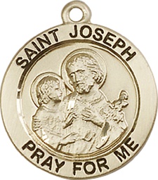 [4055KT] 14kt Gold Saint Joseph Medal