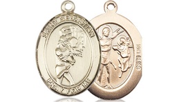 [8607KT] 14kt Gold Saint Sebastian Softball Medal
