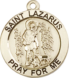 [4059KT] 14kt Gold Saint Lazarus Medal