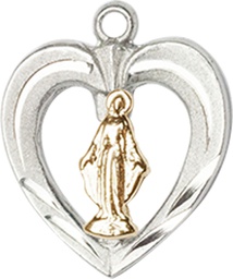 [6277GF/SS] Two-Tone GF/SS Heart / Miraculous Medal