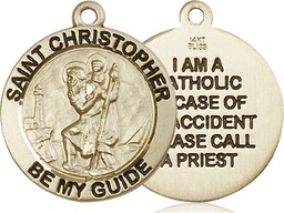 [4074KT] 14kt Gold Saint Christopher Medal