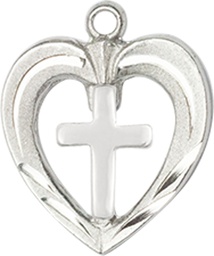 [6278SS/SS] Sterling Silver Heart / Cross Medal