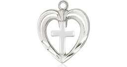 [6278SS/SS] Sterling Silver Heart / Cross Medal