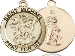 [4082KT] 14kt Gold Saint Michael the Archangel Medal