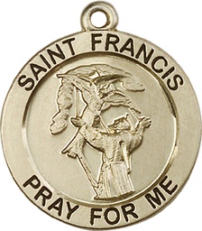 [4084KT] 14kt Gold Saint Francis of Assisi Medal