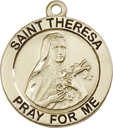 [4087KT] 14kt Gold Saint Theresa Medal