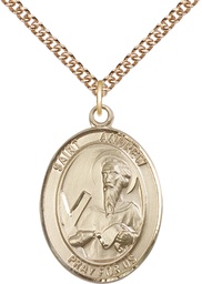 [7000GF/24GF] 14kt Gold Filled Saint Andrew the Apostle Pendant on a 24 inch Gold Filled Heavy Curb chain