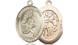 [8609KT] 14kt Gold Saint Sebastian Track and Field Medal
