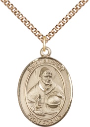 [7001GF/24GF] 14kt Gold Filled Saint Albert the Great Pendant on a 24 inch Gold Filled Heavy Curb chain