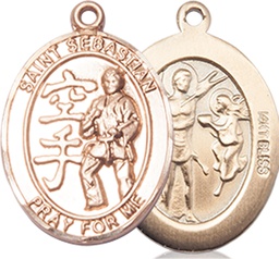 [8615KT] 14kt Gold Saint Sebastian Karate Medal