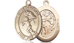 [8610KT] 14kt Gold Saint Sebastian Track and Field Medal