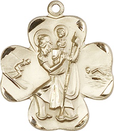 [4136KT] 14kt Gold Saint Christopher Medal