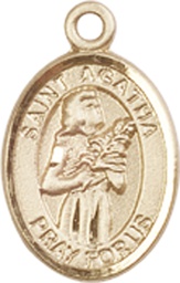 [9003KT] 14kt Gold Saint Agatha Medal