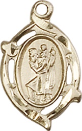 [4152CKT] 14kt Gold Saint Christopher Medal