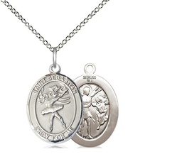 [8612SS/18SS] Sterling Silver Saint Sebastian Dance Pendant on a 18 inch Sterling Silver Light Curb chain