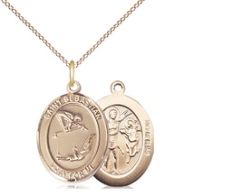 [8613GF/18GF] 14kt Gold Filled Saint Sebastian Gymnastics Pendant on a 18 inch Gold Filled Light Curb chain