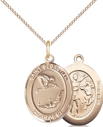 [8613GF/18GF] 14kt Gold Filled Saint Sebastian Gymnastics Pendant on a 18 inch Gold Filled Light Curb chain