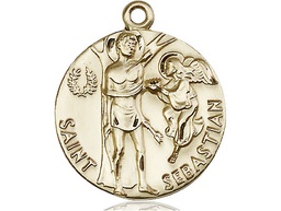 [4239KT] 14kt Gold Saint Sebastian Medal
