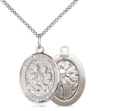 [8614SS/18SS] Sterling Silver Saint Sebastian Choir Pendant on a 18 inch Sterling Silver Light Curb chain