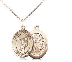 [8616GF/18GF] 14kt Gold Filled Saint Sebastian Lacrosse Pendant on a 18 inch Gold Filled Light Curb chain