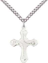 [6036SS6/24SS] Sterling Silver Cross Pendant on a 24 inch Sterling Silver Heavy Curb chain