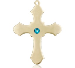 [6037GF1-STN12] 14kt Gold Filled Cross Medal with a 3mm Zircon Swarovski stone