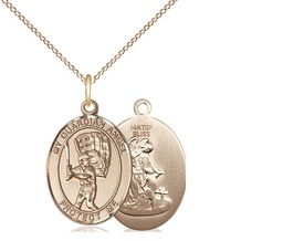 [8700GF/18GF] 14kt Gold Filled Guardian Angel Baseball Pendant on a 18 inch Gold Filled Light Curb chain