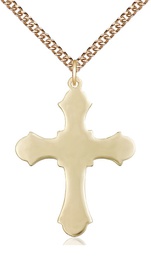 [6037GF1/24GF] 14kt Gold Filled Cross Pendant on a 24 inch Gold Filled Heavy Curb chain
