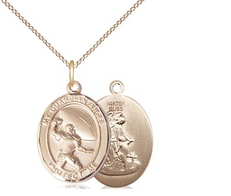 [8701GF/18GF] 14kt Gold Filled Guardian Angel Football Pendant on a 18 inch Gold Filled Light Curb chain