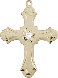 [6037GF2-STN4] 14kt Gold Filled Cross Medal with a 3mm Crystal Swarovski stone