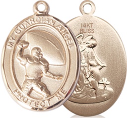 [8701KT] 14kt Gold Guardian Angel Football Medal