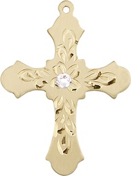 [6037GF3-STN4] 14kt Gold Filled Cross Medal with a 3mm Crystal Swarovski stone