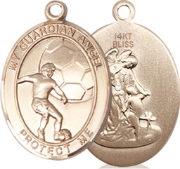 [8703KT] 14kt Gold Guardian Angel Soccer Medal