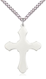 [6037SS1/24SS] Sterling Silver Cross Pendant on a 24 inch Sterling Silver Heavy Curb chain
