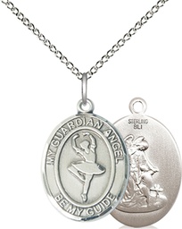 [8712SS/18SS] Sterling Silver Guardian Angel Dance Pendant on a 18 inch Sterling Silver Light Curb chain