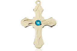 [6036KT5-STN12] 14kt Gold Cross Medal with a 3mm Zircon Swarovski stone