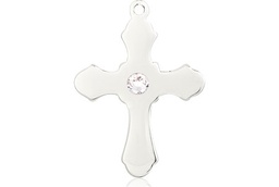 [6036SS1-STN4] Sterling Silver Cross Medal with a 3mm Crystal Swarovski stone