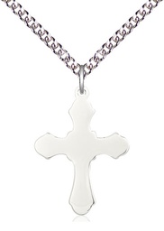 [6036SS1/24SS] Sterling Silver Cross Pendant on a 24 inch Sterling Silver Heavy Curb chain