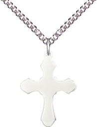 [6036SS1/24SS] Sterling Silver Cross Pendant on a 24 inch Sterling Silver Heavy Curb chain