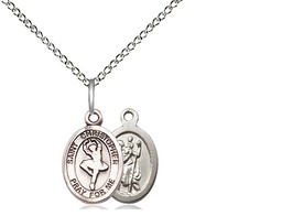 [9143SS/18SS] Sterling Silver Saint Christopher Dance Pendant on a 18 inch Sterling Silver Light Curb chain
