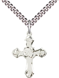 [6036SS2/24S] Sterling Silver Cross Pendant on a 24 inch Light Rhodium Heavy Curb chain