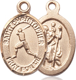 [9150KT] 14kt Gold Saint Christopher Baseball Medal