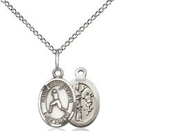 [9150SS/18SS] Sterling Silver Saint Christopher Baseball Pendant on a 18 inch Sterling Silver Light Curb chain