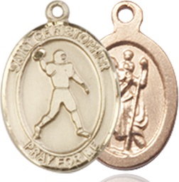 [9151KT] 14kt Gold Saint Christopher Football Medal