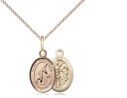 [9163GF/18GF] 14kt Gold Filled Saint Sebastian Basketball Pendant on a 18 inch Gold Filled Light Curb chain