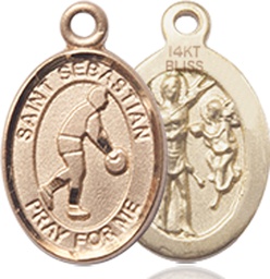 [9163KT] 14kt Gold Saint Sebastian Basketball Medal