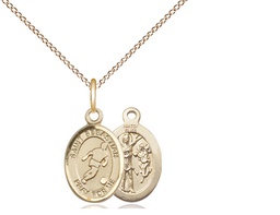 [9164GF/18GF] 14kt Gold Filled Saint Sebastian Soccer Pendant on a 18 inch Gold Filled Light Curb chain