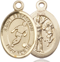 [9164KT] 14kt Gold Saint Sebastian Soccer Medal